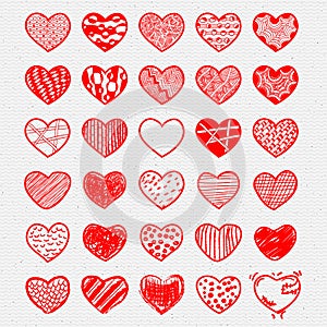 Heart Icons Set, hand drawn, doodl icons and photo