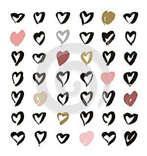 Heart Icons Set, hand drawn icons and illustrations for valentines and wedding