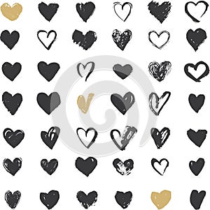 Heart Icons Set, hand drawn ions and illustrations