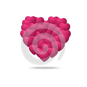 Heart illustration for Valentines day card background. Love symbol for wedding, couples.