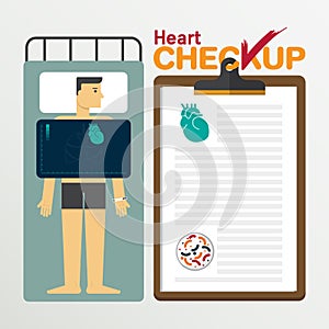 Heart infochart in flat design. Checkup clipboard. photo