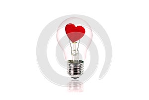 Heart inside the light bulb.Love concept