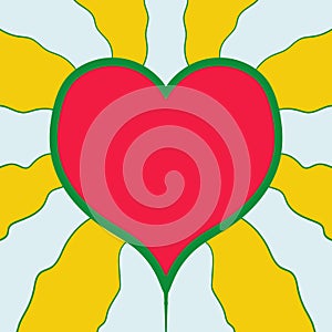 Heart of Jesus irradiating love energy in doodle style. Simple decorative design elements. Book page or cover design