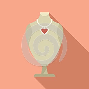 Heart jewelry dummy icon flat vector. Fashion bust