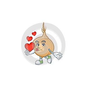 With heart jicama cartoon character mascot style