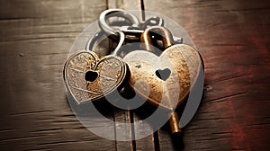 Heart key charms symbolize enduring love and connection, AI Generated