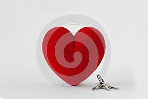 Heart with keys on white background - Concept of love