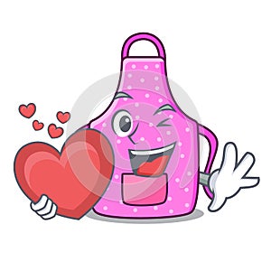 With heart kitchen aprons in the shape characters