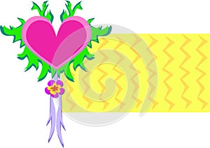 Heart with Leaves and Ribbons with Background