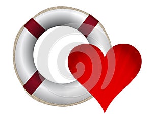 Heart and lifesaver sos illustration design