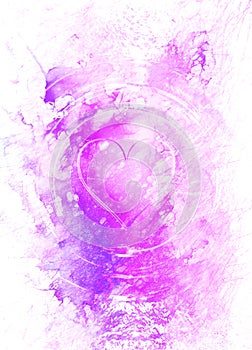 Heart in light circle, abstract graphic collage background.