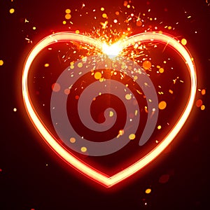 Heart light with sparks background