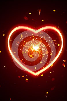 Heart light with sparks background