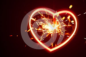 Heart light with sparks background