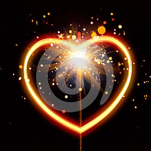 Heart light with sparks background