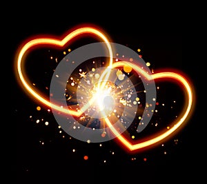 Heart lights with sparks background