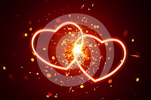 Heart lights with sparks background