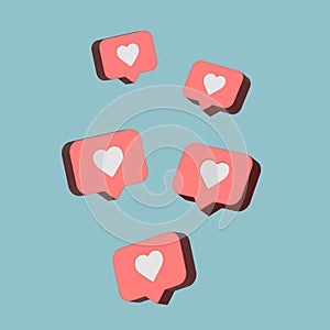 Heart like social network on blue greenbackground. High quality 3d illustration.