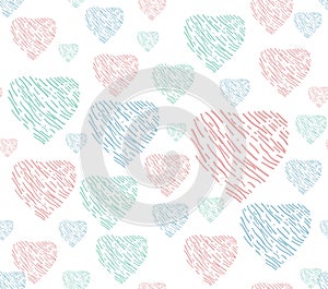 Heart line art seamless pattern