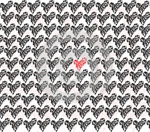 Heart line art seamless pattern