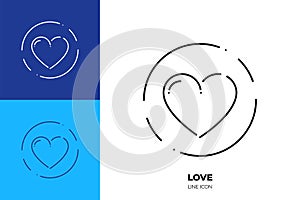 Heart line art vector icon. Outline symbol of love