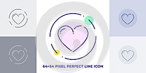 Heart line art vector icon. Outline symbol of love. Valentine pictogram made of thin stroke