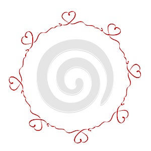 heart line filigree art drawn round frame