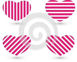 `Heart line icon set.Pink lines complement the heart Isolated from the white background.