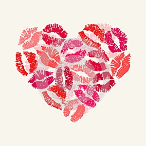 Heart with lipsticks prints.