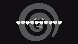 Heart Loading Animation 4k Stock footage. Loading Progress Bar Downloading Bar loading on Black Background