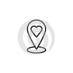 Heart location pin line icon