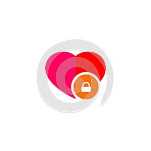 Heart and lock icon love secret symbol