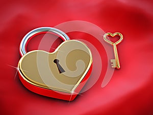 Heart lock and key