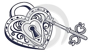 Heart Lock & Key: Love and Security Vector, vector design Generative AI
