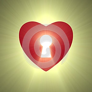 Heart lock keyhole symbol light flare