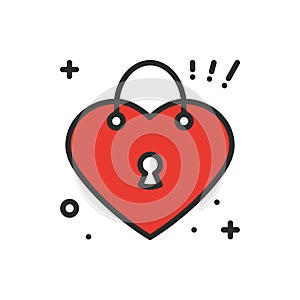 Heart lock line icon. Love sign and symbol. Love, couple, relationship, dating, wedding, holiday, romantic amour tattoo