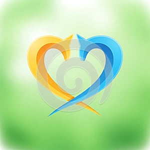 Heart logo in blue and yellow gradient