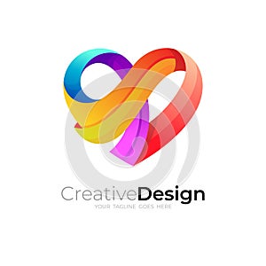 Heart logo with colorful design template, social icon