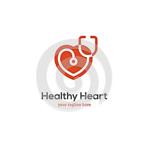 Heart logo with stethoscope. photo