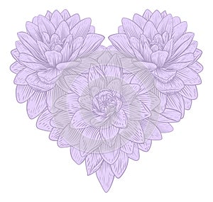 Heart Lotus Flower Love Floral Lilly Etching