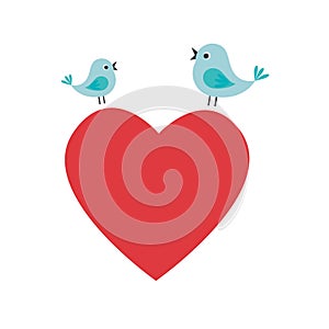 Heart love with birds card icon