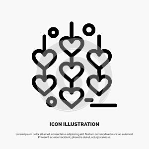 Heart, Love, Chain Line Icon Vector
