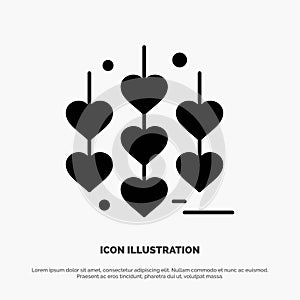 Heart, Love, Chain solid Glyph Icon vector