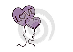 A heart of love filled with beautiful emotions. Style 1 ,Line art ,Color purple