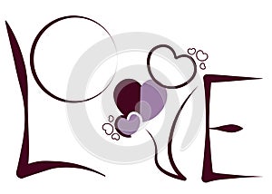 A heart of love filled with beautiful emotions. Style 1 ,Line art ,Color purple