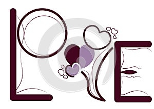 A heart of love filled with beautiful emotions. Style 1 ,Line art ,Color purple