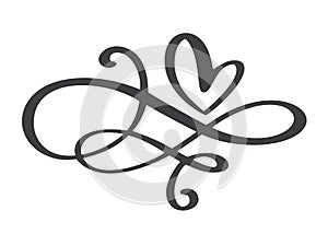 Heart love flourish sign forever. Infinity Romantic symbol linked, join, passion and wedding. Template for t shirt, card