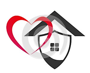 Heart love house home icon clip art logo vector