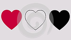 Heart and love icon set. Red love for logo and websitie