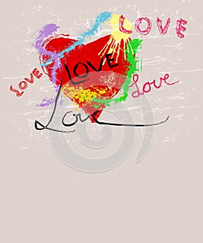 Heart and love illustration,copy sace